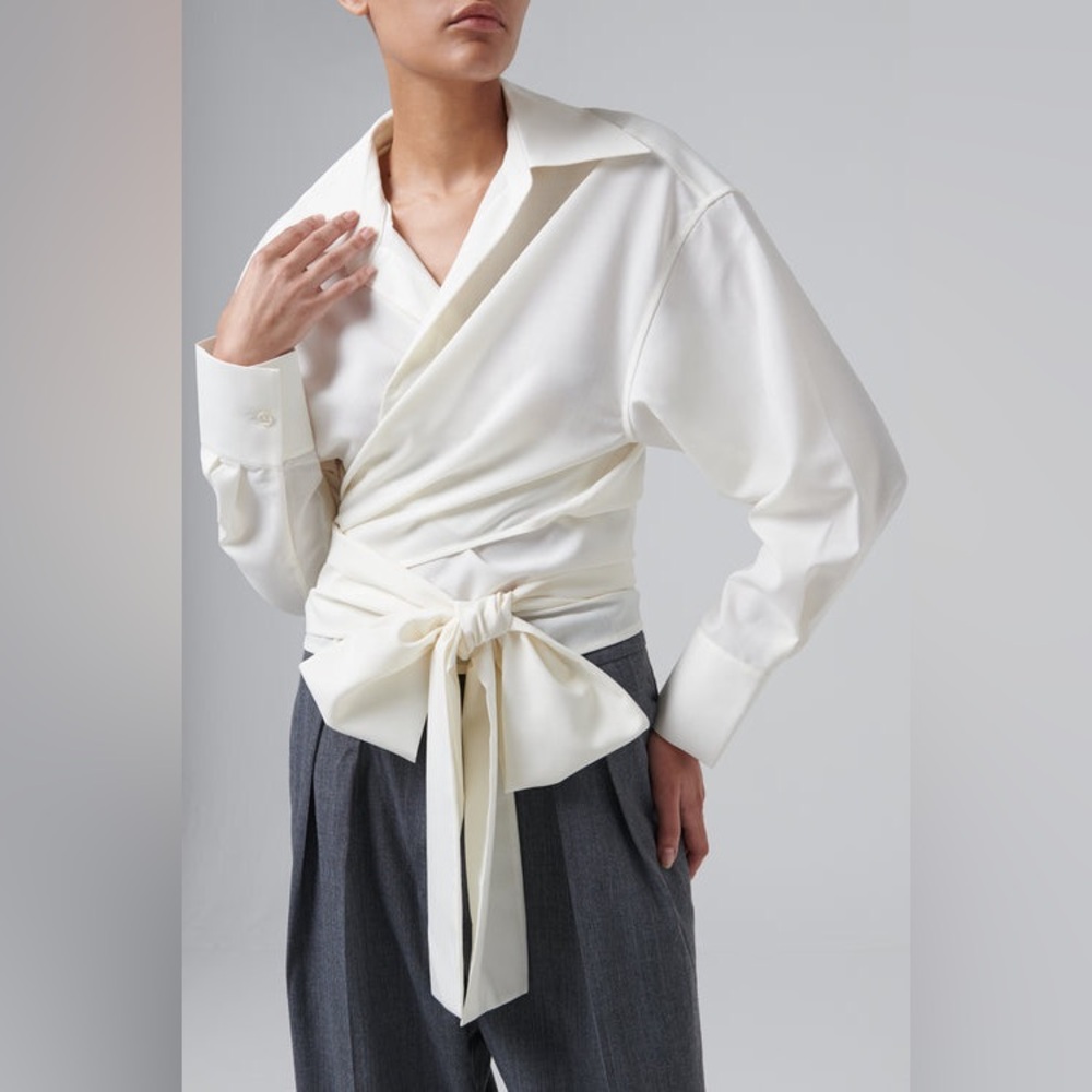 New Róhe White Cream Wrap Shirt Size‎ 38